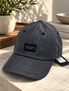 Rag & Bone Addison Denim Baseball Cap Grey One Size NWT $95 Unisex
